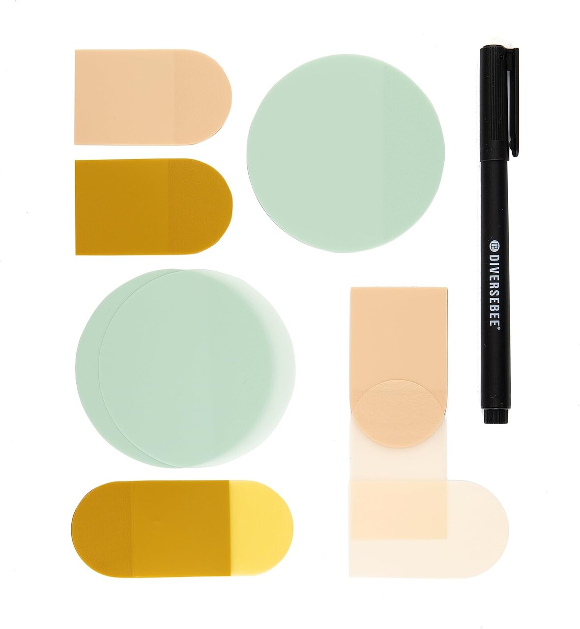 Transparent Sticky Notes (Includes Quick Dry Pen), Cute Clear Sticky Tabs, Translucent Page Flags Book Markers Stickers, Planner Accessories Bible Journaling Study Office Supplies (Matera)